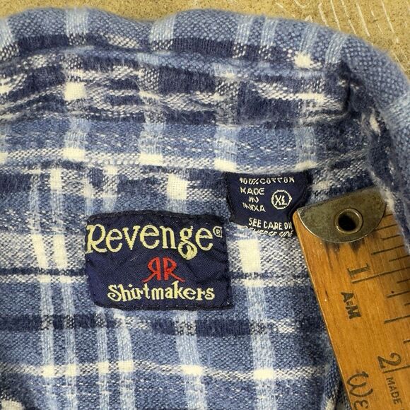 VTG Revenge Shirtmakers Flannel Shirt‎ XL Button-Up Long Sleeve Aztec 90s Grunge - Picture 3 of 8